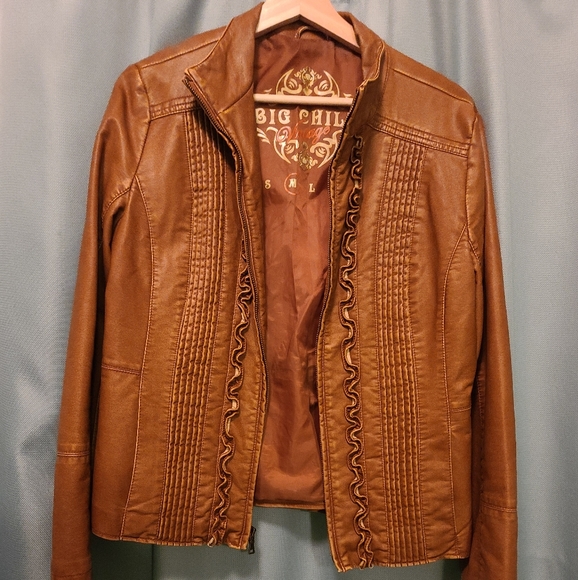 NWOT BIG CHILL ruffled vegan leather jacket - Picture 5 of 8
